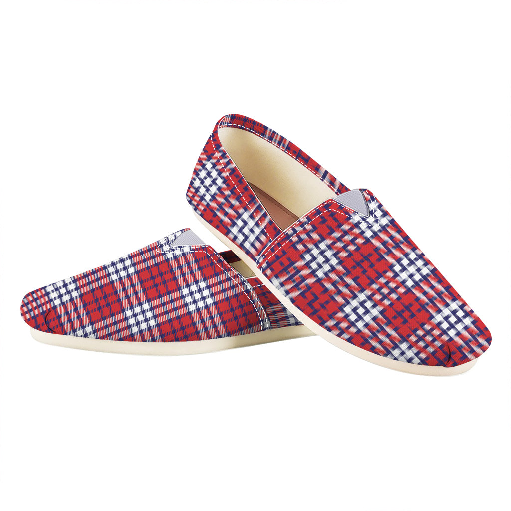 Blue Red And White USA Plaid Print Casual Shoes