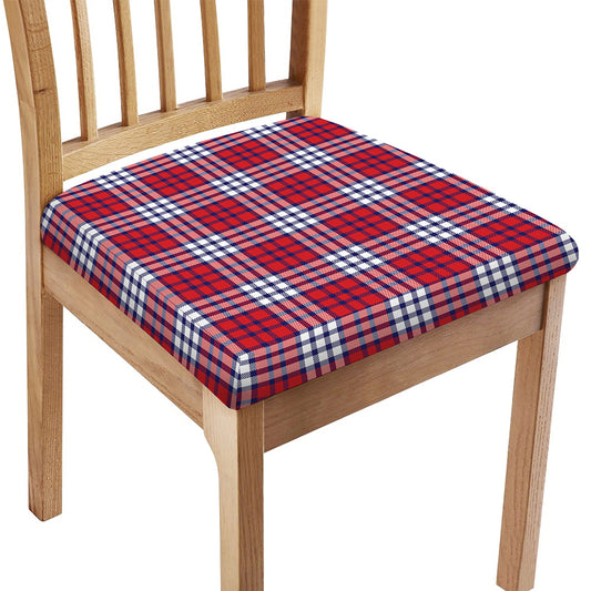 Blue Red And White USA Plaid Print Chair Cushion Cover
