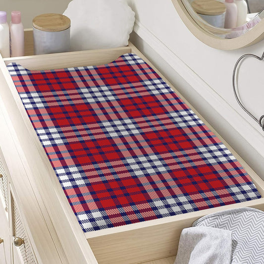 Blue Red And White USA Plaid Print Changing Pad Cover