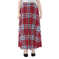 Blue Red And White USA Plaid Print Chiffon Maxi Skirt