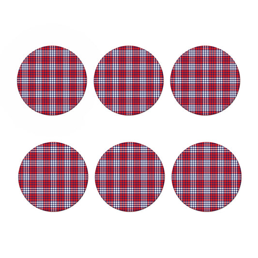 Blue Red And White USA Plaid Print Coaster Set