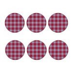 Blue Red And White USA Plaid Print Coaster Set