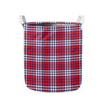 Blue Red And White USA Plaid Print Collapsible Laundry Basket