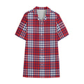 Blue Red And White USA Plaid Print Cotton Hawaiian Shirt