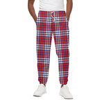 Blue Red And White USA Plaid Print Cotton Pants