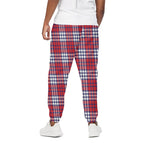Blue Red And White USA Plaid Print Cotton Pants