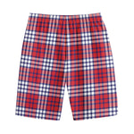 Blue Red And White USA Plaid Print Cotton Shorts