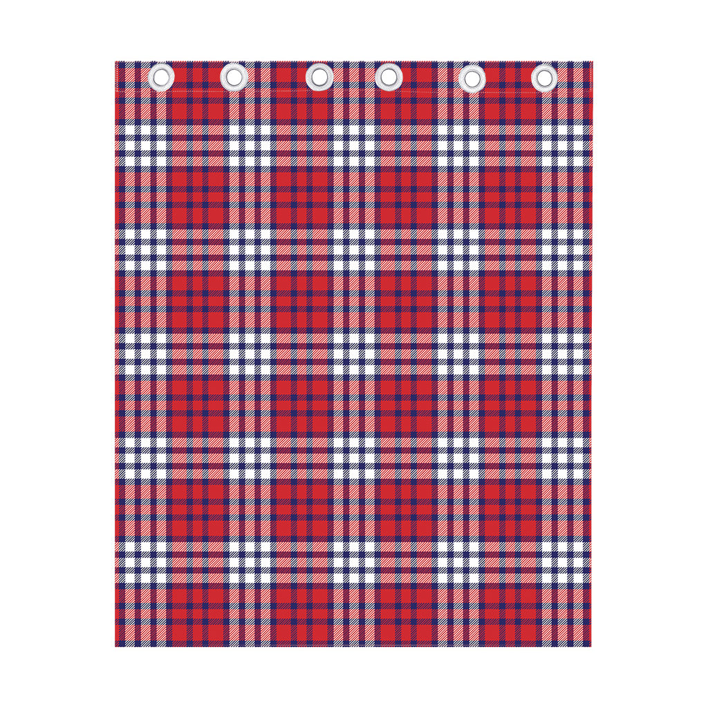 Blue Red And White USA Plaid Print Curtain