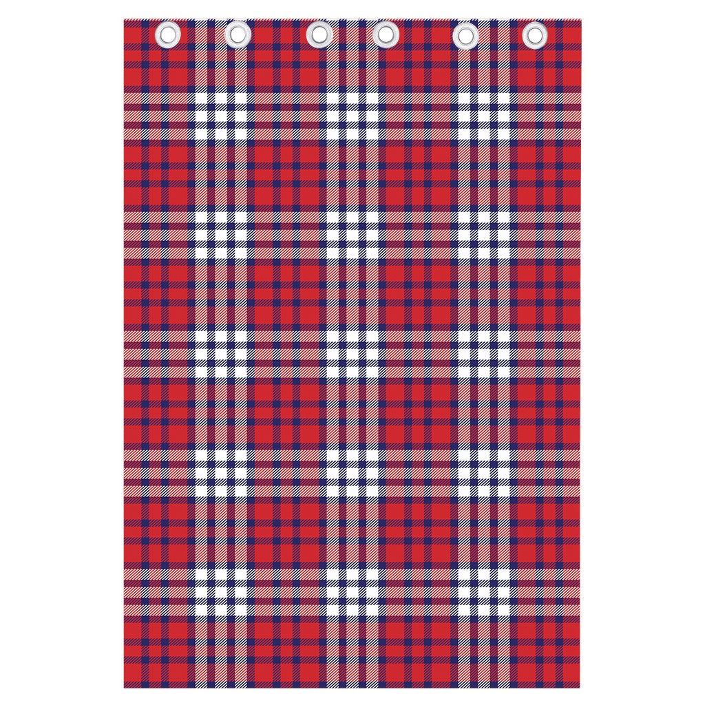 Blue Red And White USA Plaid Print Curtain