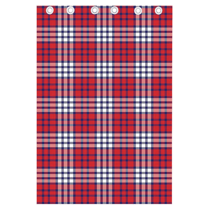 Blue Red And White USA Plaid Print Curtain