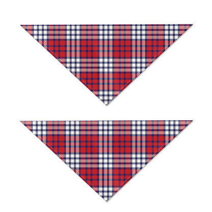 Blue Red And White USA Plaid Print Dog Bandana