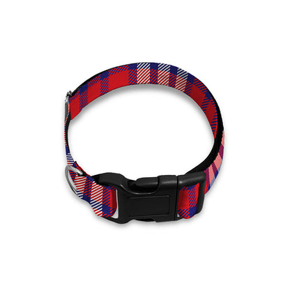 Blue Red And White USA Plaid Print Dog Collar