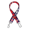 Blue Red And White USA Plaid Print Dog Seat Belt