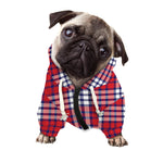 Blue Red And White USA Plaid Print Dog Zip Up Hoodie