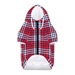 Blue Red And White USA Plaid Print Dog Zip Up Hoodie