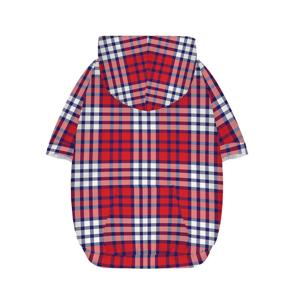 Blue Red And White USA Plaid Print Dog Zip Up Hoodie