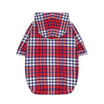 Blue Red And White USA Plaid Print Dog Zip Up Hoodie