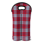 Blue Red And White USA Plaid Print Double Neoprene Wine Tote