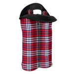 Blue Red And White USA Plaid Print Double Neoprene Wine Tote