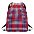 Blue Red And White USA Plaid Print Drawstring Backpack