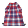 Blue Red And White USA Plaid Print Drawstring Bag