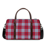Blue Red And White USA Plaid Print Duffle Bag