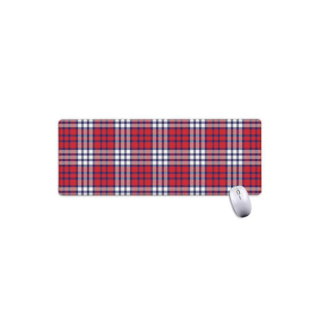 Blue Red And White USA Plaid Print Extended Mouse Pad