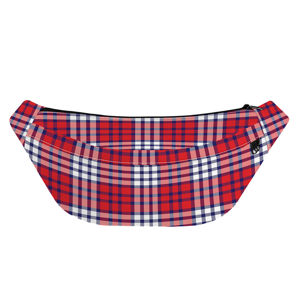 Blue Red And White USA Plaid Print Fanny Pack