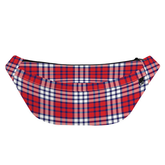 Blue Red And White USA Plaid Print Fanny Pack