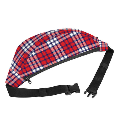 Blue Red And White USA Plaid Print Fanny Pack