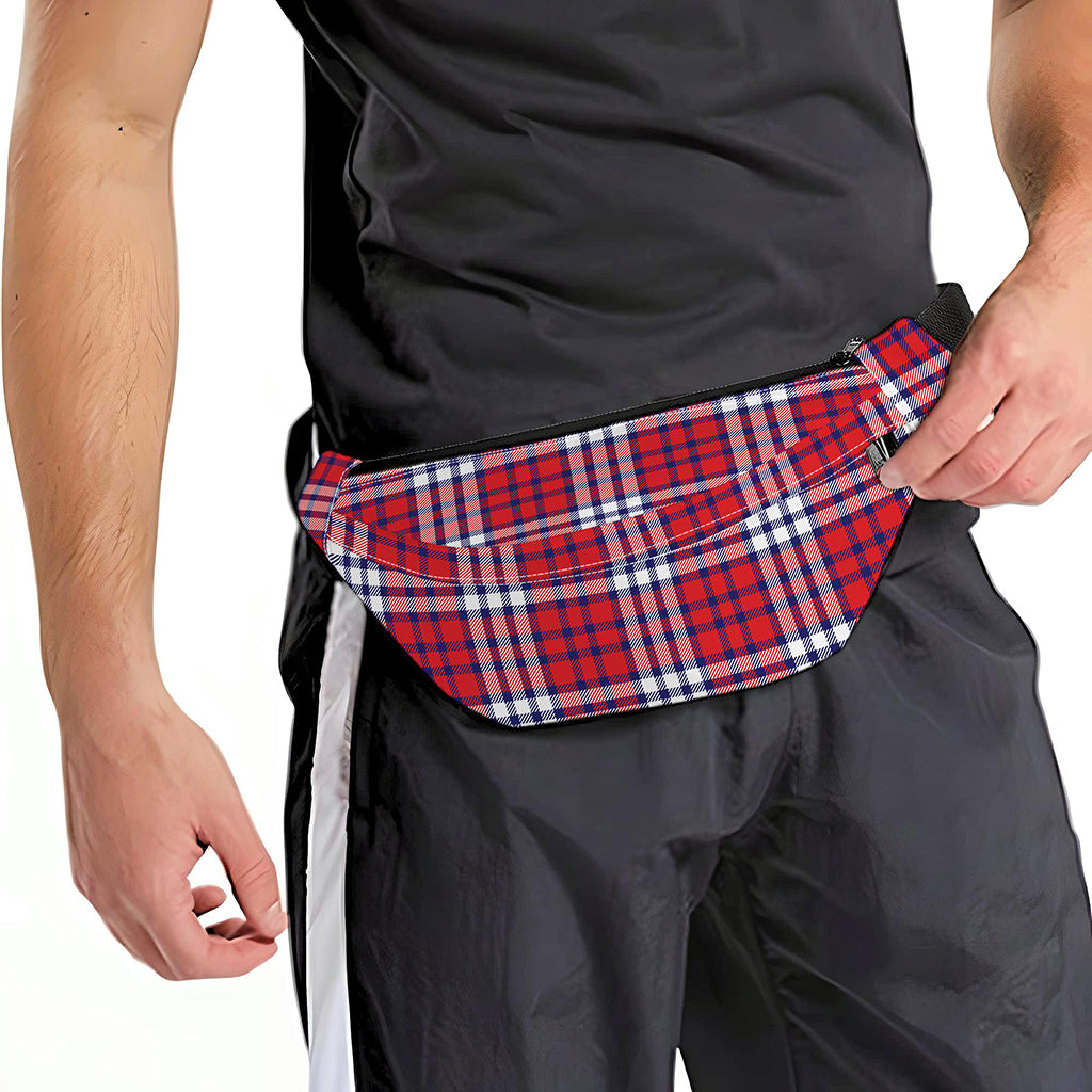 Blue Red And White USA Plaid Print Fanny Pack