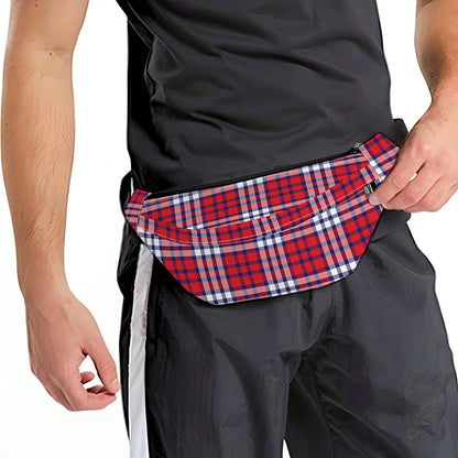 Blue Red And White USA Plaid Print Fanny Pack