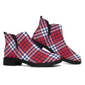 Blue Red And White USA Plaid Print Flat Ankle Boots