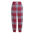 Blue Red And White USA Plaid Print Fleece Lined Knit Pants