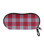 Blue Red And White USA Plaid Print Glasses Case