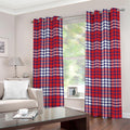 Blue Red And White USA Plaid Print Grommet Curtains