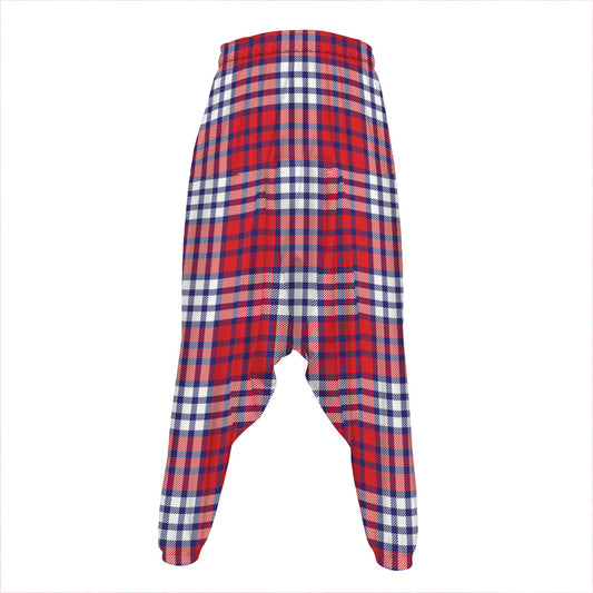 Blue Red And White USA Plaid Print Hammer Pants