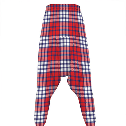Blue Red And White USA Plaid Print Hammer Pants