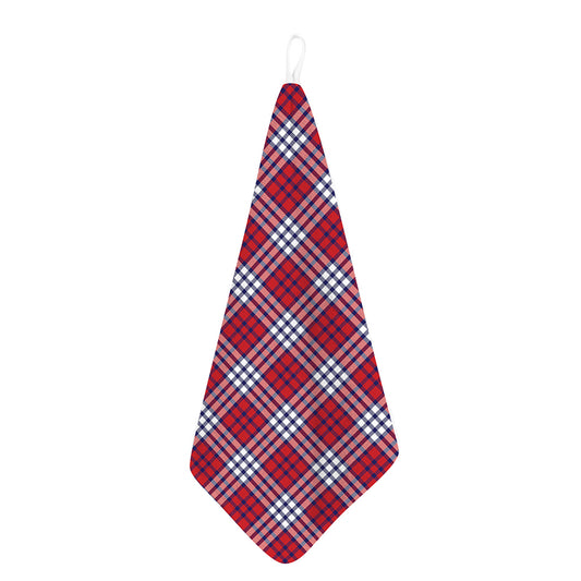 Blue Red And White USA Plaid Print Hand Towel