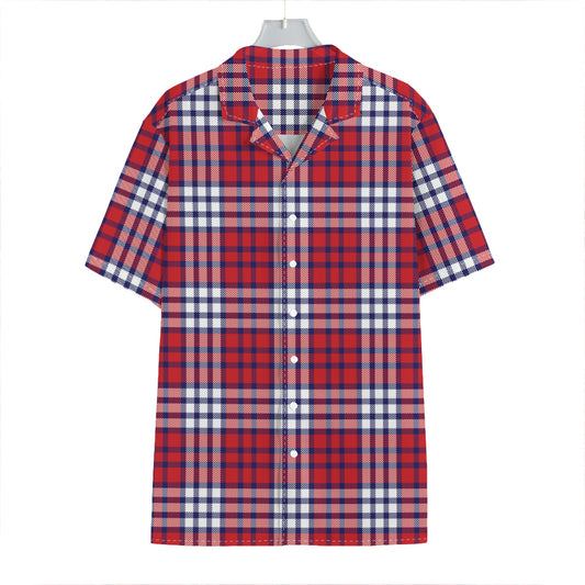 Blue Red And White USA Plaid Print Hawaiian Shirt