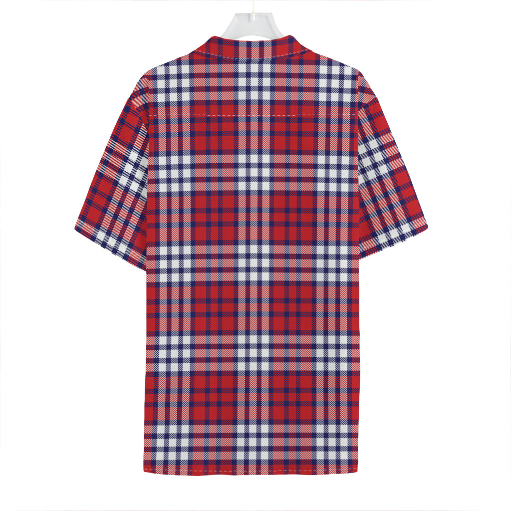 Blue Red And White USA Plaid Print Hawaiian Shirt