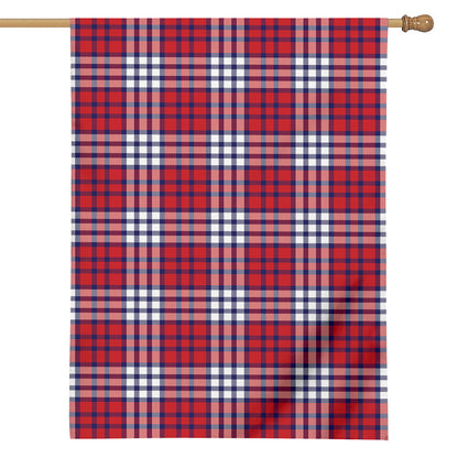 Blue Red And White USA Plaid Print House Flag