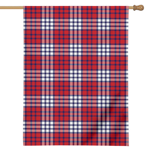 Blue Red And White USA Plaid Print House Flag