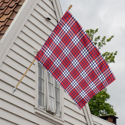 Blue Red And White USA Plaid Print House Flag