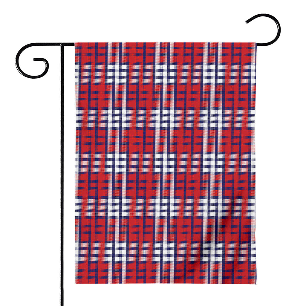 Blue Red And White USA Plaid Print House Flag