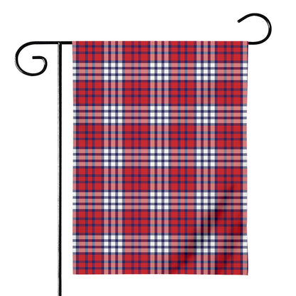 Blue Red And White USA Plaid Print House Flag
