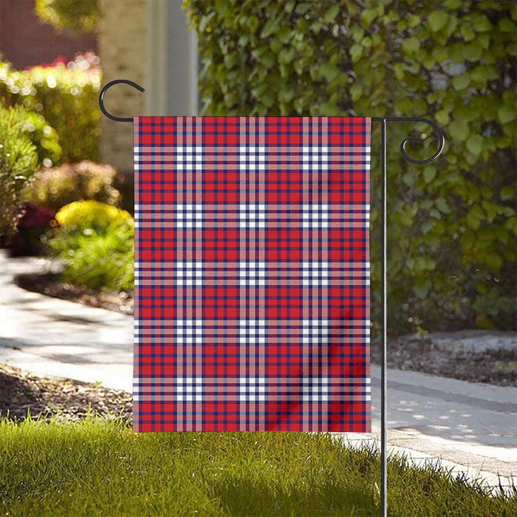 Blue Red And White USA Plaid Print House Flag