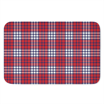 Blue Red And White USA Plaid Print Indoor Door Mat