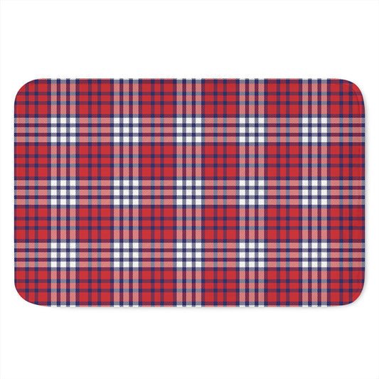 Blue Red And White USA Plaid Print Indoor Door Mat