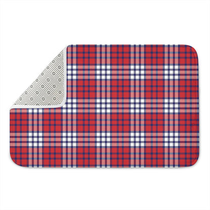 Blue Red And White USA Plaid Print Indoor Door Mat
